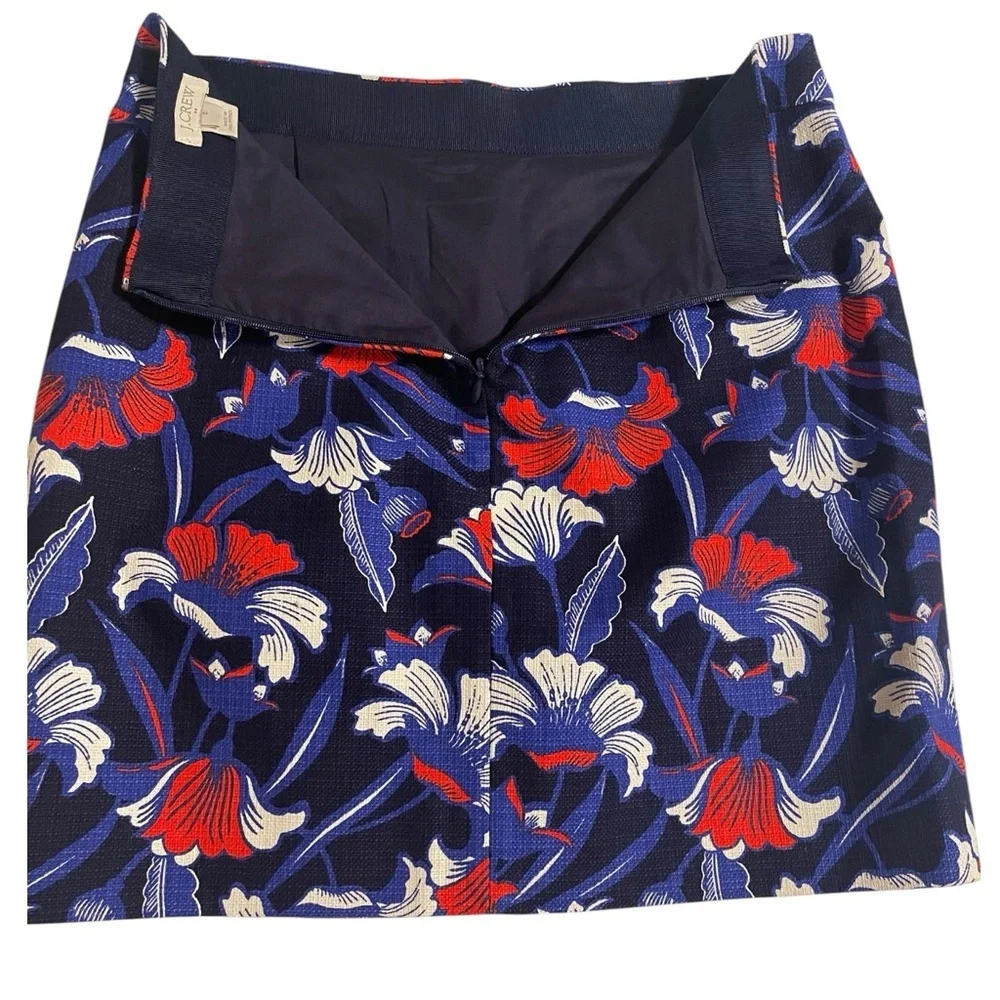 J CREW FLORAL RED & BLUE COTTAGECORE SKIRT SZ 0 EUC